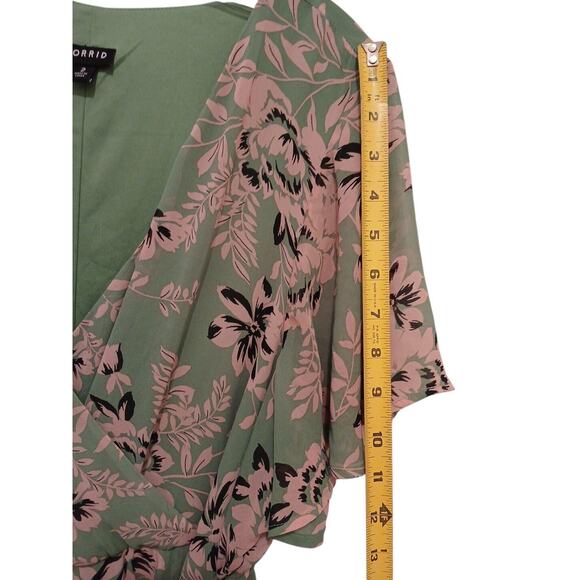 Torrid Chiffon Floral Dress Curvy PLUS Sz 2 Faux Wrap Fairygoth Wedding Coquette - Picture 9 of 15